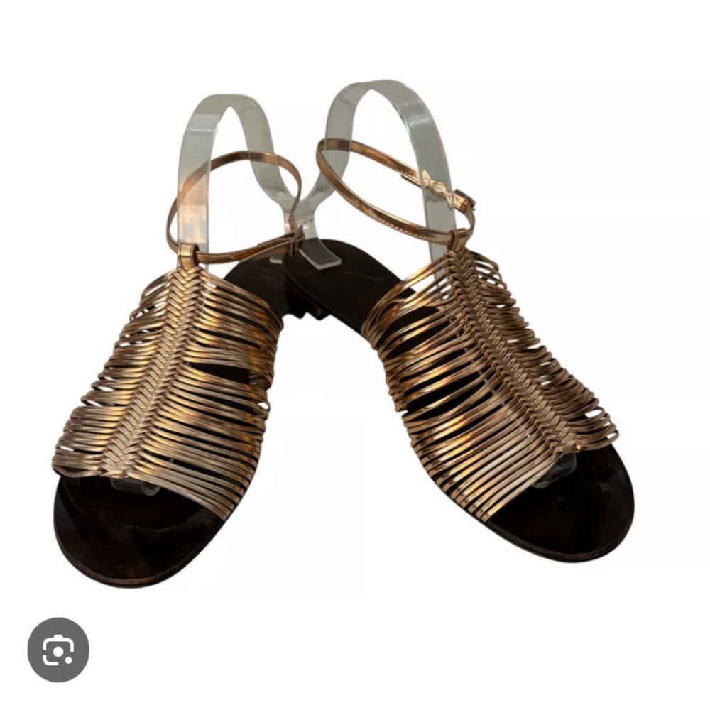 Giuseppe Zanotti Dark Brown and Gold Woven Sandals